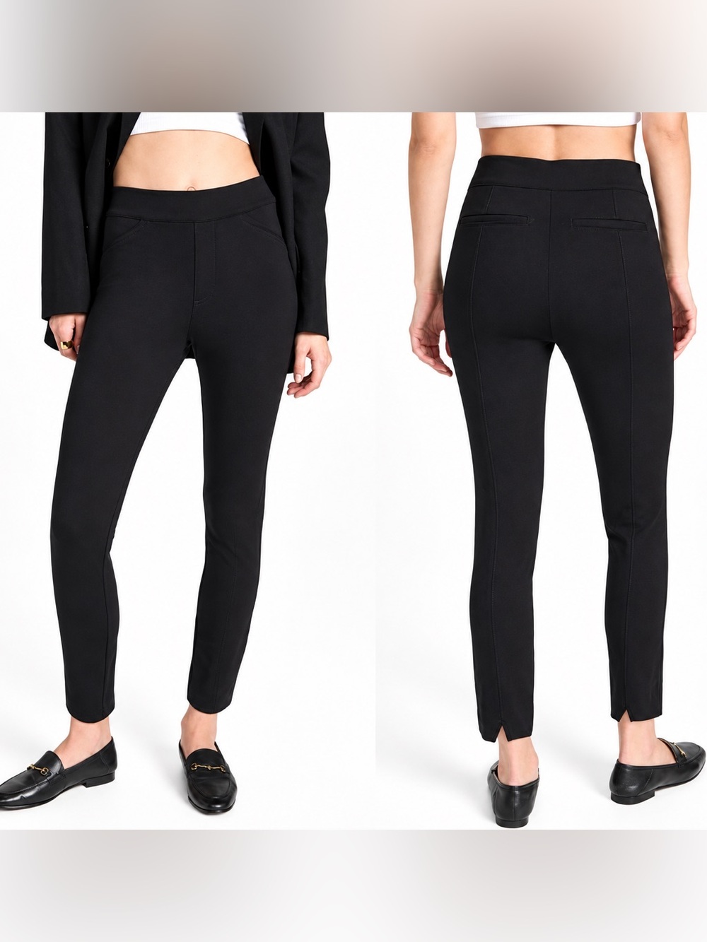 SPANX The Perfect Pant Black Ankle Backseam Skinny Ponte Pull On Work Pants Slim
